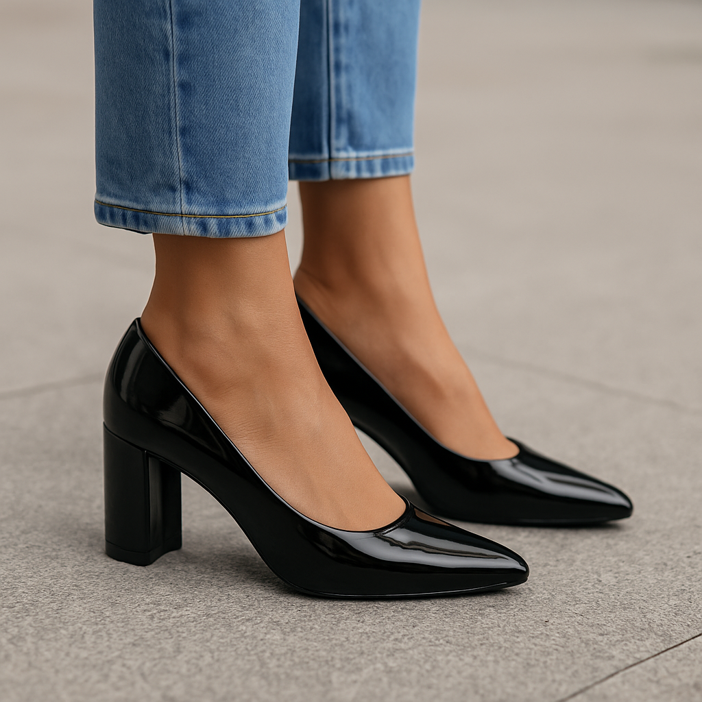 Stiletto Tacon Beira Rio Verniz Negro